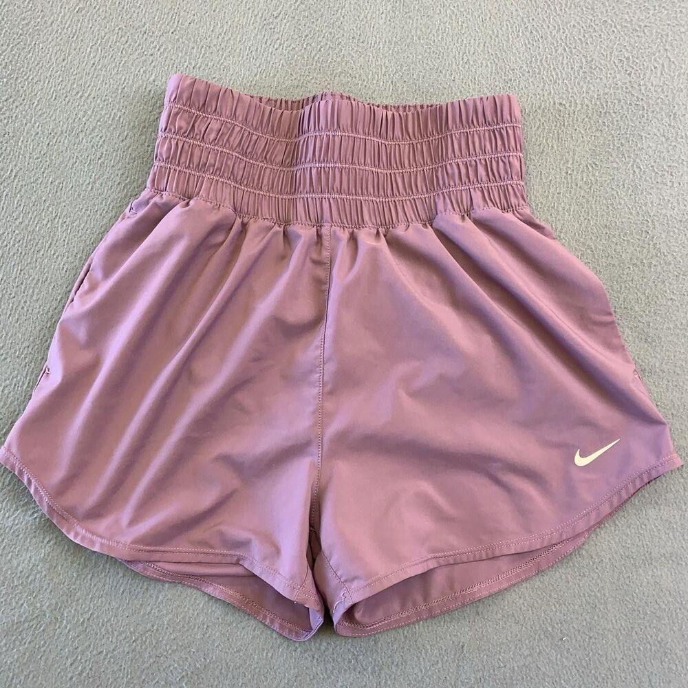 Nike Dri-FIT Shorts Womens Small Pink High Rise Smocked Running Athletic